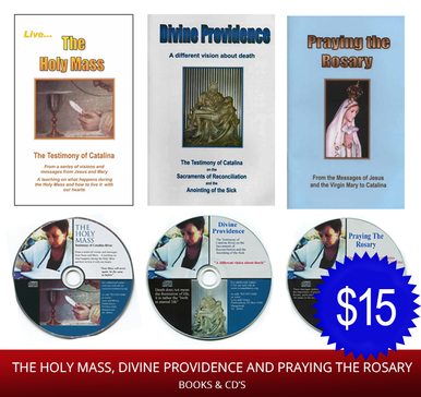 3 - CD's PLUS THE THREE BOOKS - COMBO - Holy Mass, Divine Providence & Praying the Rosary - English