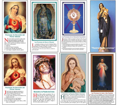 Especial - 8 juegos de tarjetas Santo con 25 por paquete - Spanish - Las tarjetas son: Sagrado Corazon De Jesus, Inmaculado Corazon De Maria, Nuestra Senora De Guadalupe, Devocion A La Pasion, Las Promesas De La Adoracion y Nuestra Madre